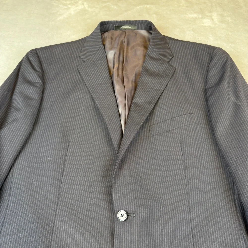 Ermenegildo Zegna Mens 42L Pinstripe Wool Blazer Sport Coat 3510/2FP Navy Blue‎